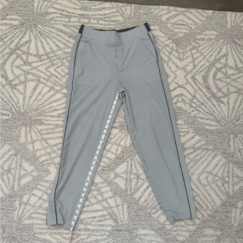 Athleta Brooklyn Mid Rise Ankle Pant City Stripe Grey/White